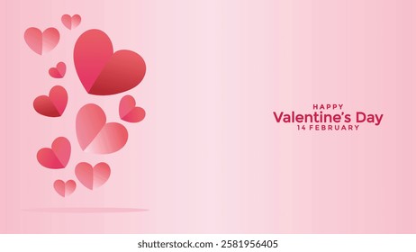 14 February valentine's day vector illustration with pink background 