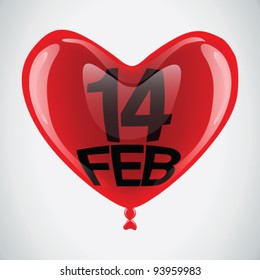 14 February Vector Glossy Heart Balloon