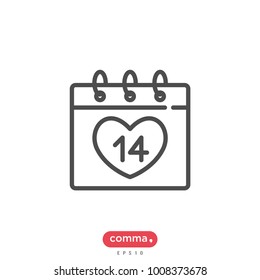 14 February vector icon