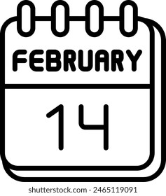 14 February Vector Line Icon Design