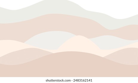 14 hand drawn waves beige gradient sage pastel wallpaper. Flat design fullcolor abstract illustration. design beige gradient sage color minimalist background
