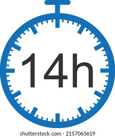 icono de temporizador de 14 horas, vector de icono de reloj