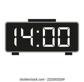 despertador las 14 horas. Vector marcado con tiempo. Hora de marcación del indicador de reloj