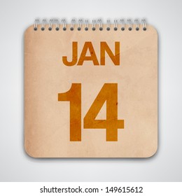 14 January on Old Notebook Vector