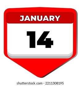 14 January vector icon calendar day. 14 date of January. Fourteenth day of January. 14th date number. 14 day calendar. Fourteen date. Vector illustration