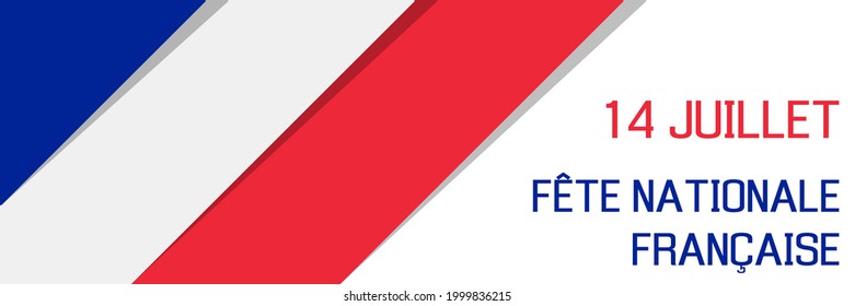 14 juillet fete nationale francaise - 14 july bastille day, french national day, vector panoramic banner