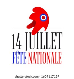 14 juillet fête nationale, July 14 national holiday in French language