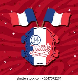 14 juillet phrase with flags france