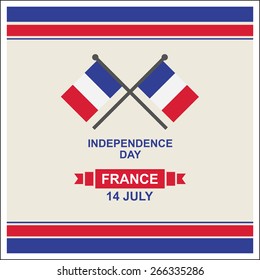 14 July France Independence Day - France National Day Celebration Card, Background, Badges Vector Template