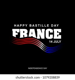 14 july. Happy Bastille Day! Abstract line france flag