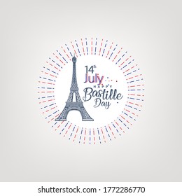 14 july. Happy Bastille Day!. Vector unit