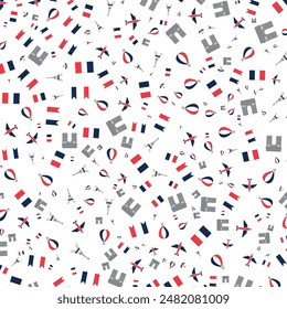 14 July Happy Bastille Day abstract background. Seamless pattern for posters and cards. Colors of france national flag. Vector illustration.