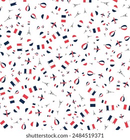 14 July Happy Bastille Day abstract background. Seamless pattern for posters and cards. Colors of france national flag. Vector illustration.