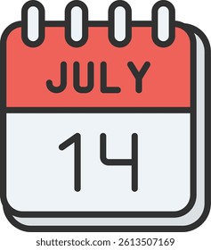 14 July Outline Filled Style Icon