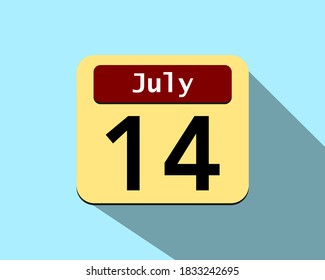 14 July - Vector art of an icon of a calendar