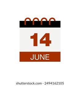 14 june calendar date icon vector eps