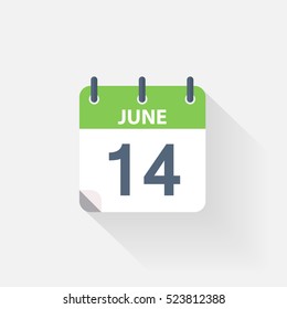 14 june calendar icon on grey background