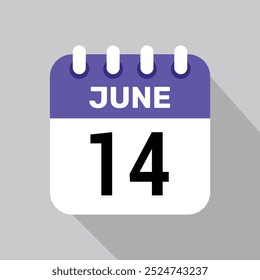 14 junio Calendario Icono Vector Fecha Diseño gráfico