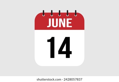 14 June Calendar. June Calendar Vector Illustration.