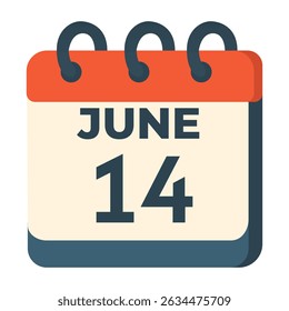 14 de junho calendário vetor no fundo branco
Calendário vetorial com data