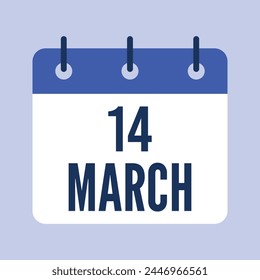 14 de marzo. Fondo gris. Calendario de Vector.