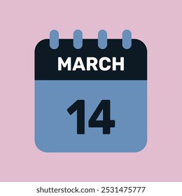 14 março calendário ícone vetor número data design fundo