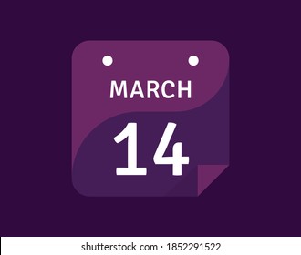 Icono del 14 de marzo Icono del calendario único día Ilustración del vector