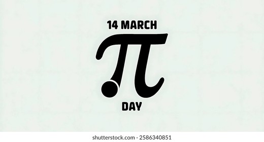 14 MARCH. PI DAY. creative banner,minimalistic flat vector illustration,plain background,black and white