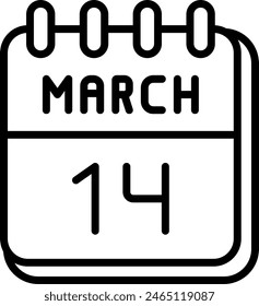 14 de marzo Diseño de iconos de línea de Vector
