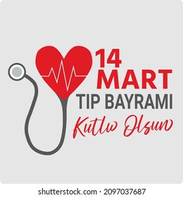 14 Mart Tıp Bayramı Kutlu olsun design.Translate: 14 March Happy Medical Feast. Vector