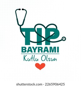 14 mart tıp bayramı kutlu olsun. Translation: Happy March 14 medical day.  Background, poster, card, banner vector illustration