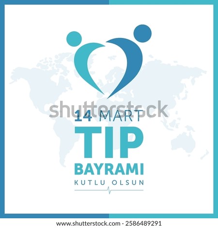 14 mart tip bayrami kutlu olsun. 14 march happy medical day, turkish national medical day concept design vector illustration