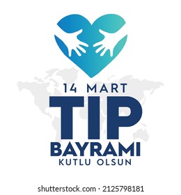 14 mart tıp bayramı. Übersetzung: 14. März Fest der Medizin. Vektordesign.