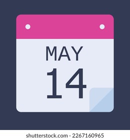 14 May Calendar Black Background, Vector Calendar.