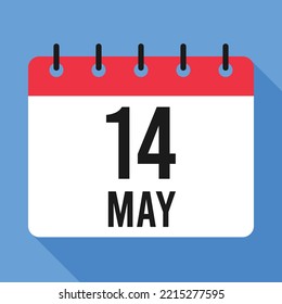 14 May Calendar. Blue Background. Vector Calendar.