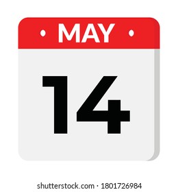14 May calendar icon, vector illustration