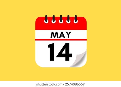 14 May month single day vector, illustration, calendar with maroon, rose and white color background calendar May 14