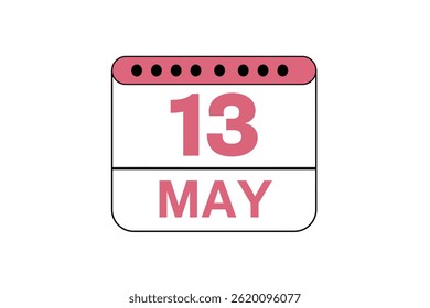 14 may month single day vector, illustration, calendar with peach, black and white color background calendar icon of may 14