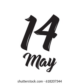 14 may, text design. Vector calligraphy. Typography poster. Usable as background.