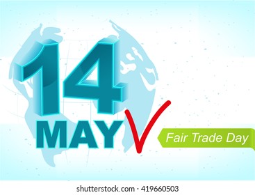 14 may World Fair Trade Day. Greeting text for card. Illustration in vector format