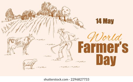 14 May World Farmer's Day vector illustration. Farmers day.