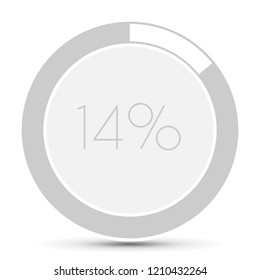 14% Minimal Flat white plane progress button  with shadow. well aligned loading graphic vector 