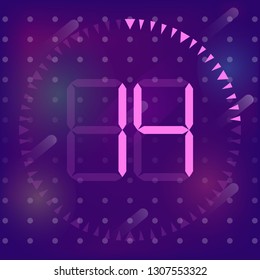 The 14 minutes, stopwatch vector icon, digital timer. Vector digital count down circle board with circle time pie diagram. Watch outline style design, designed for web and app. 