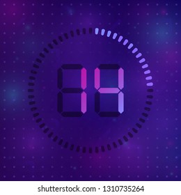 The 14 minutes, stopwatch vector icon, digital timer. Vector digital count down circle board with circle time pie diagram. Watch outline style design, designed for web and app.
