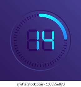 The 14 minutes, stopwatch vector icon, digital timer. Vector digital count down circle board with circle time pie diagram. Watch outline style design, designed for web and app.