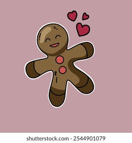14 november 2024, Illustration vector christmas elements of cute gingerbread cookies  cartoon character with purple background - Illustration vector by nurdal 