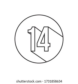 14 number lines icon symbol vector isolated on white background