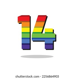 14 Number Rainbow Color Logo Design Template Inspiration, Vector Illustration.