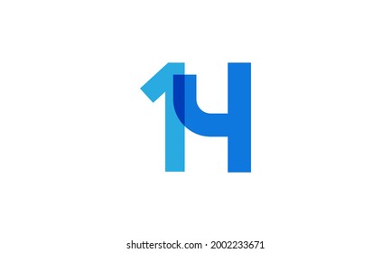 14 Number Transparent Abstract Modern Blue Design