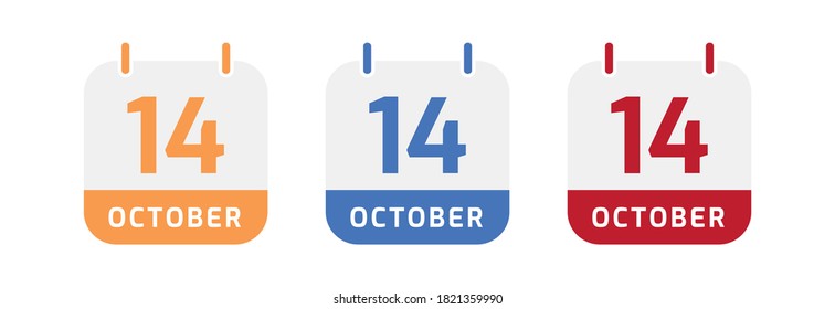 14 October calendar vector design
